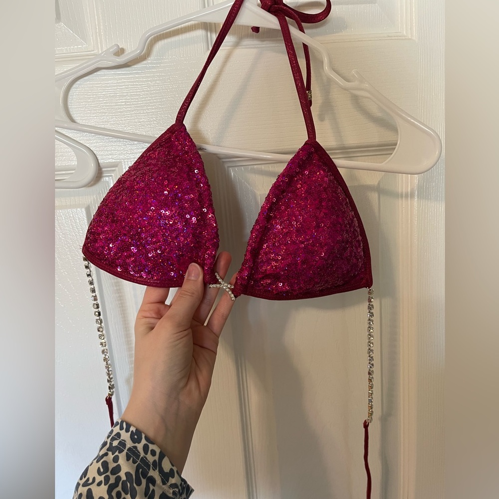 Competition bikini set hot pink two piece